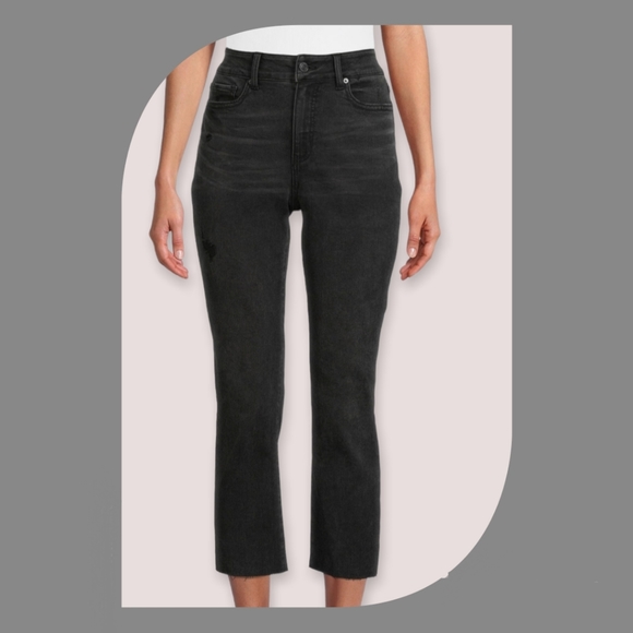 Women's High Rise Straight Crop Black Jean - Picture 3 of 3